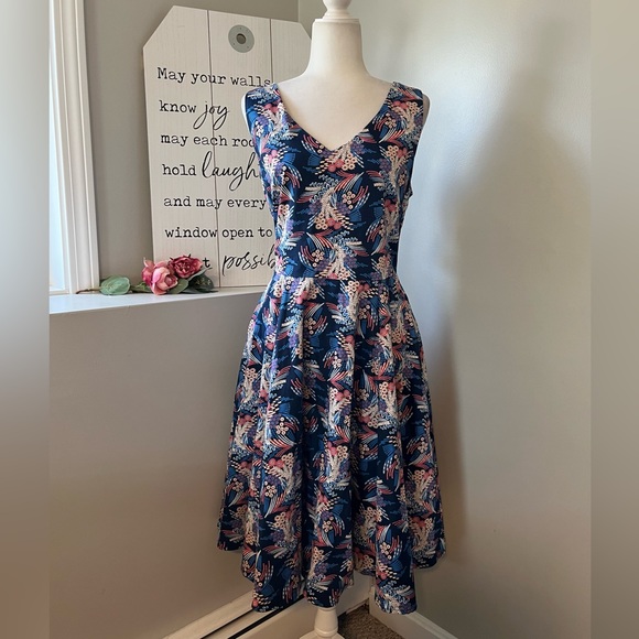 Eva Rose Dresses & Skirts - Eva Rose Fit & Flare Floral Print Dress With Pockets- Full Skirt